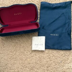 Gucci Blue and Red Velvet Eyewear Set